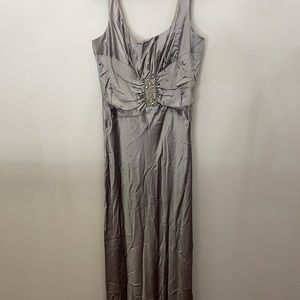 Silver Embellished Long Formal Strapless Dress Size 12